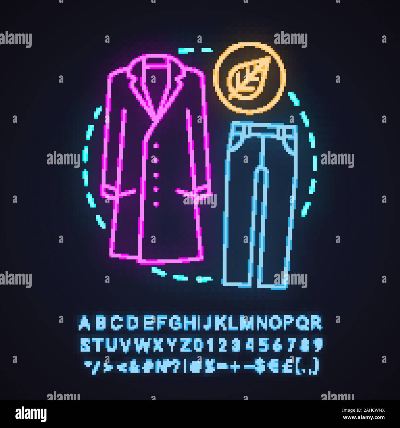 Fall fashion neon light concept icon. Autumn outfit idea. Clothing