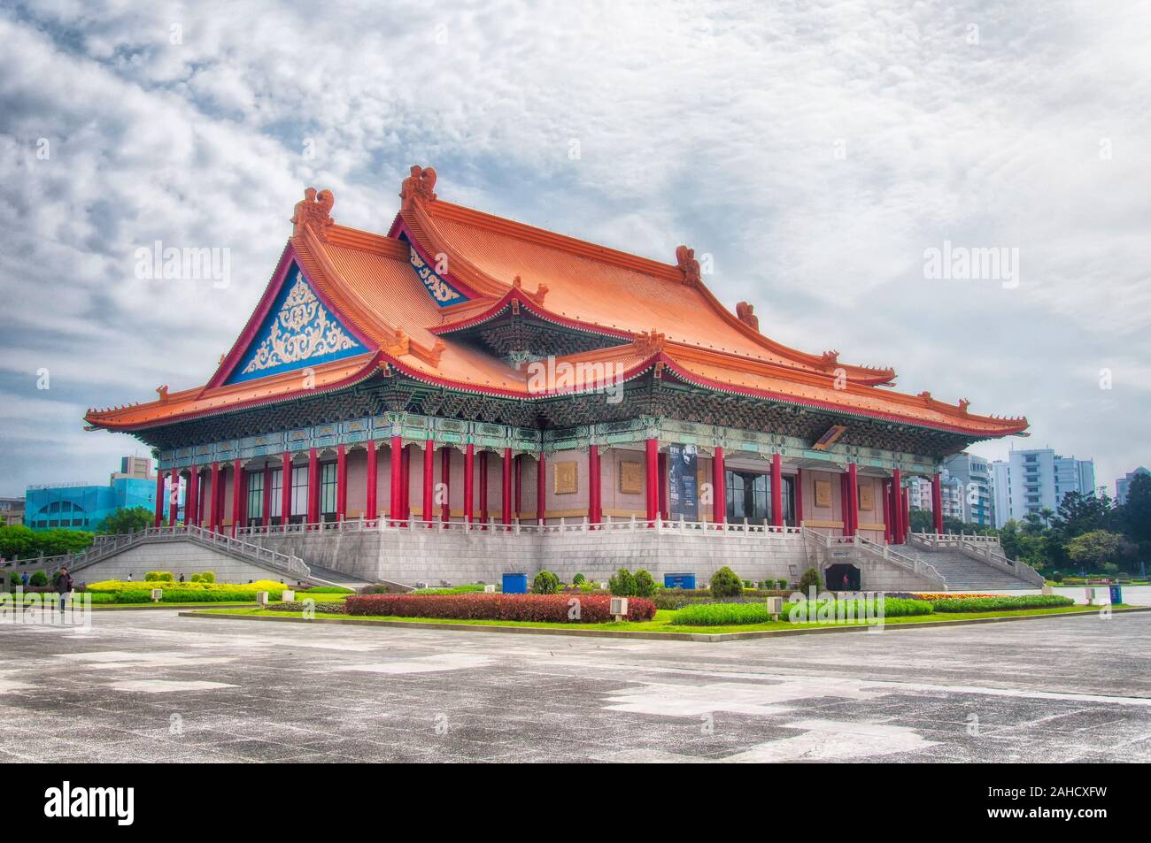 Taipei, Taiwan.  March 31, 2018. The iconic national concert hall in the Zhongzheng Memorial Hall Park in Taipei Taiwan. Stock Photo