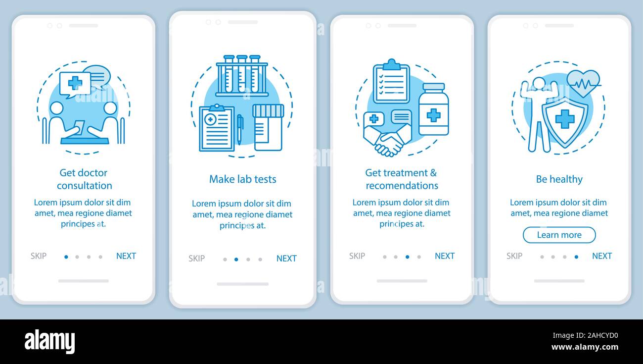 Health screening onboarding mobile app page screen vector template. Get ...