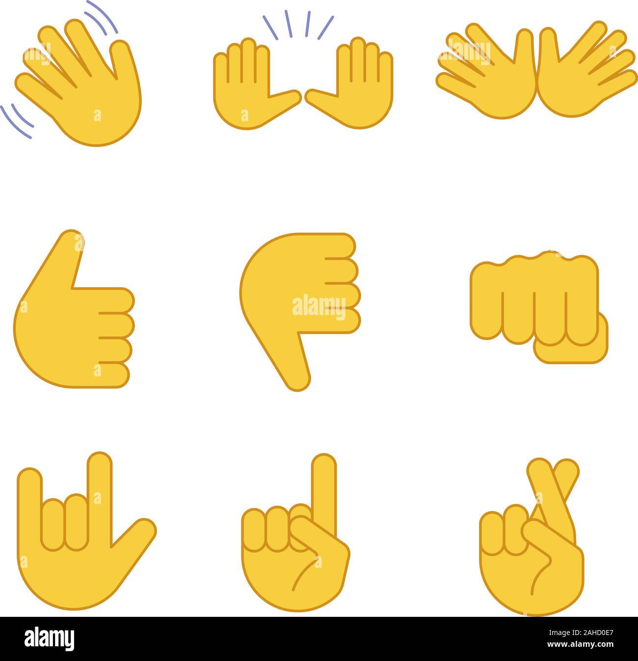 Hand Emoji Icon Set Hands Gestures Hand Emoticons Vector