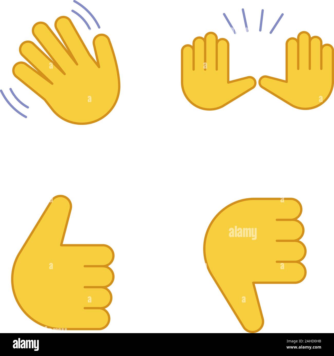 Hand Gesture Emojis Color Icons Set Hello Goodbye Stop Good Job Disapproval Gesturing Waving And Raising Hands Thumbs Up And Down Isolated Vec Stock Vector Image Art Alamy