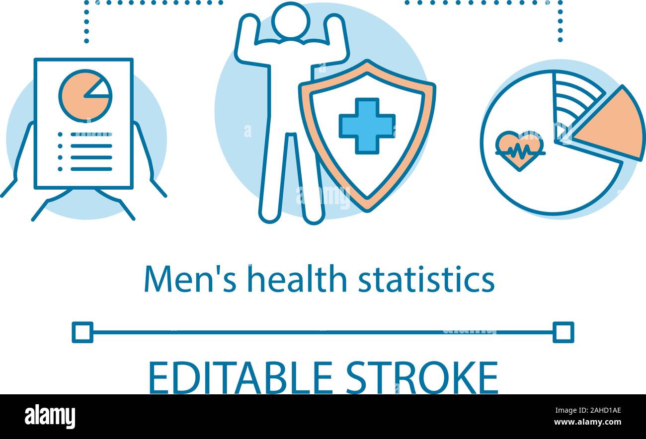 Men's health statistics concept icon. Male health analysis idea thin