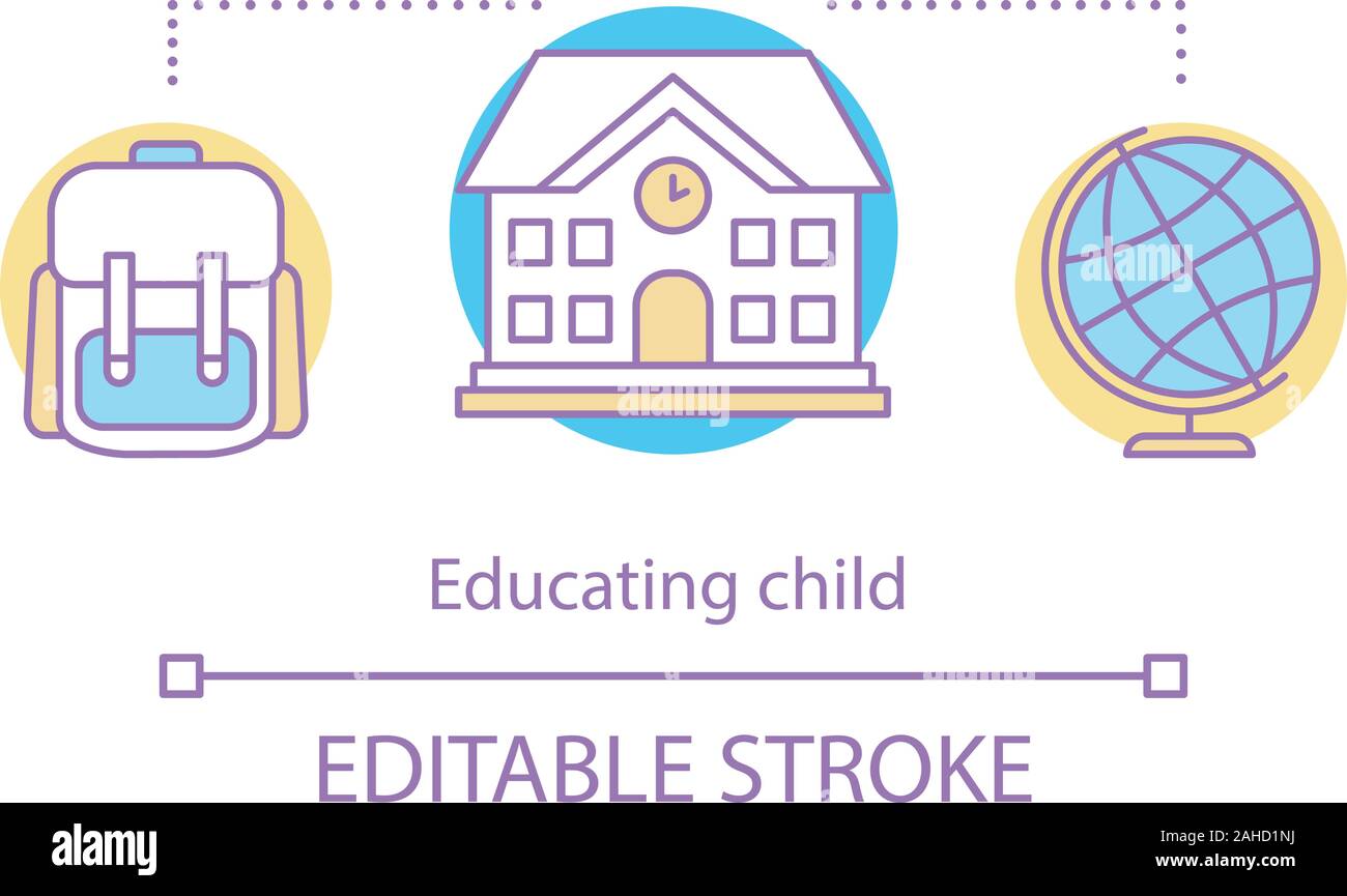 Educating child concept icon. Primary, secondary education idea thin ...