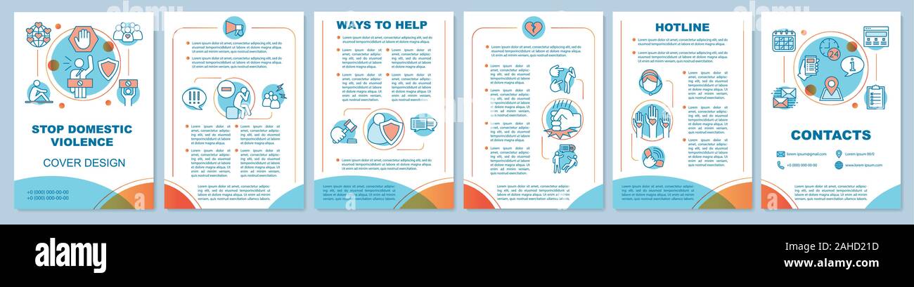 Stop domestic violence brochure template layout. No family abuse. Flyer ...