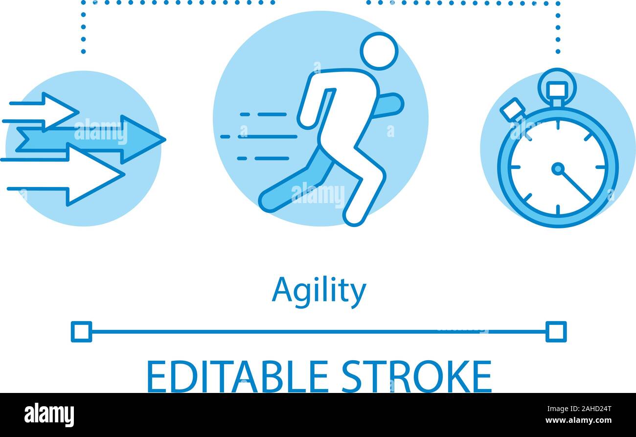 Agility concept icon. Purposefulness idea thin line illustration. Goal  achievement. Motion. Aspirations. Worker running and hurry up. Vector  isolated Stock Vector Image & Art - Alamy