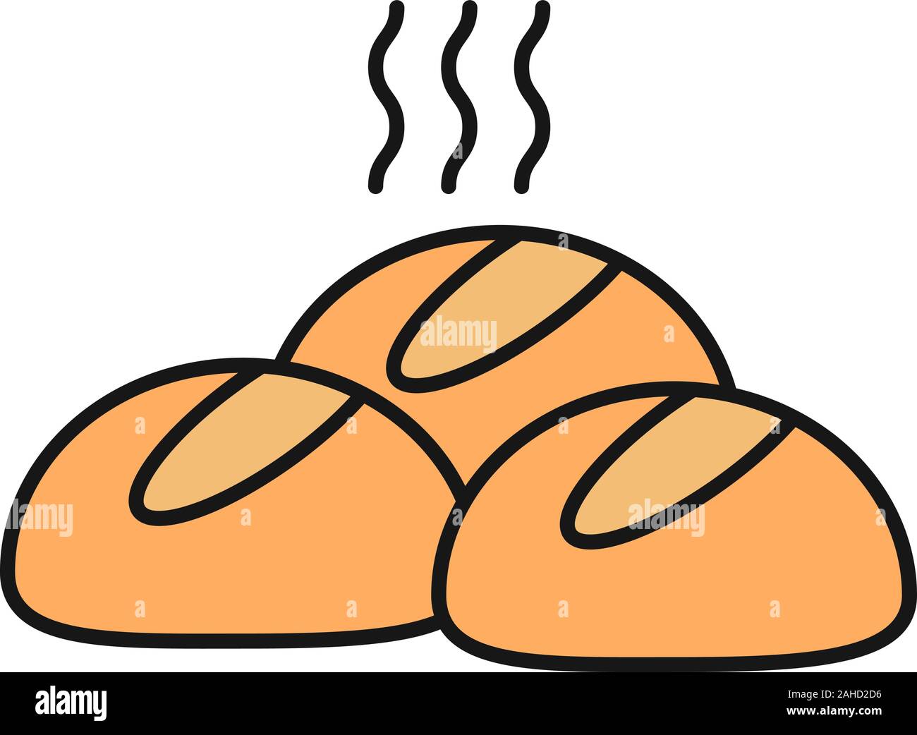 Dinner rolls color icon. Round buns. Isolated vector illustration Stock ...