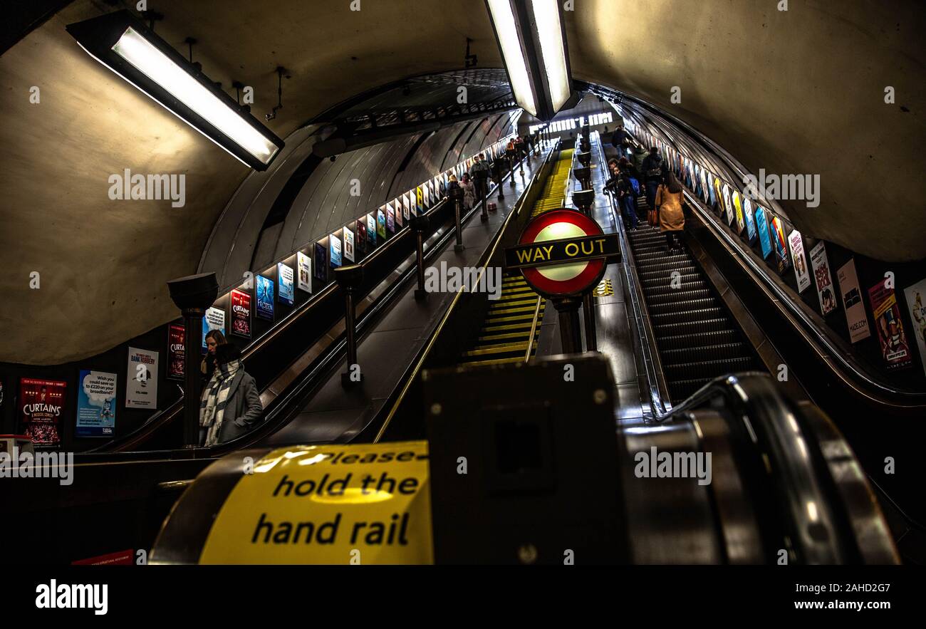 St. John's Wood tube station escalators, London, England, UK. Stock Photo