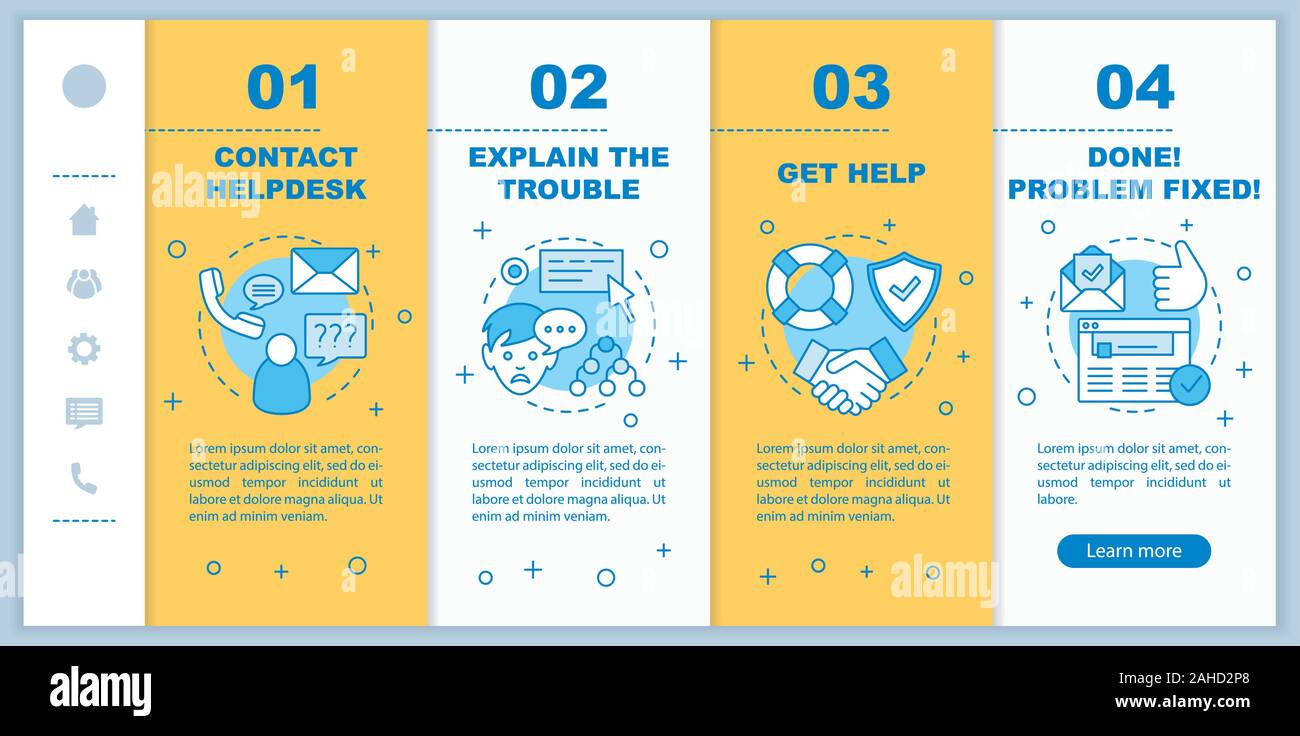 Customer support onboarding mobile web pages vector template. Customer service. Client manger