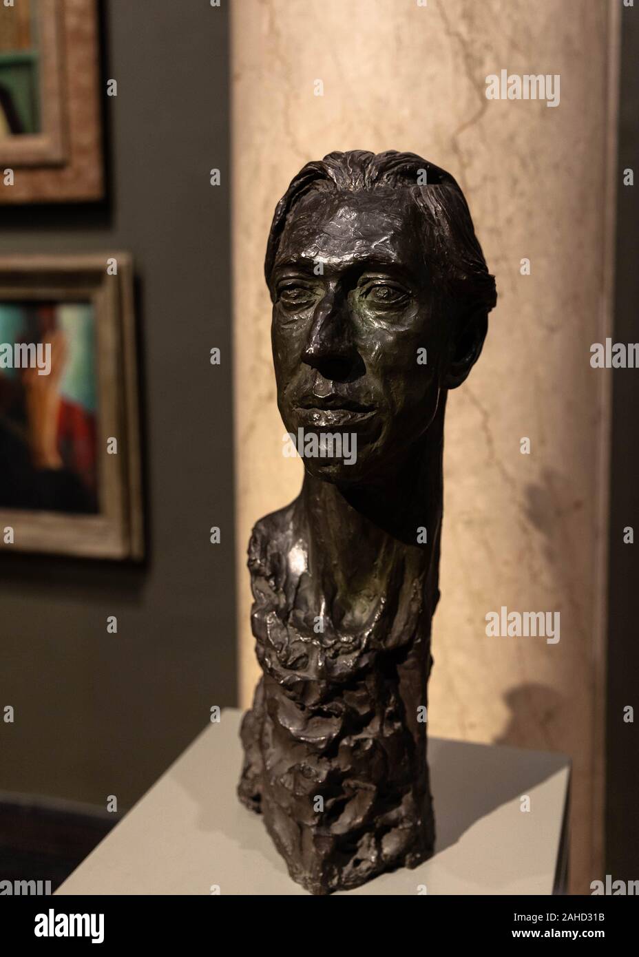 Bronze bust of a man, National Portrait Gallery, London, England, UK. Stock Photo