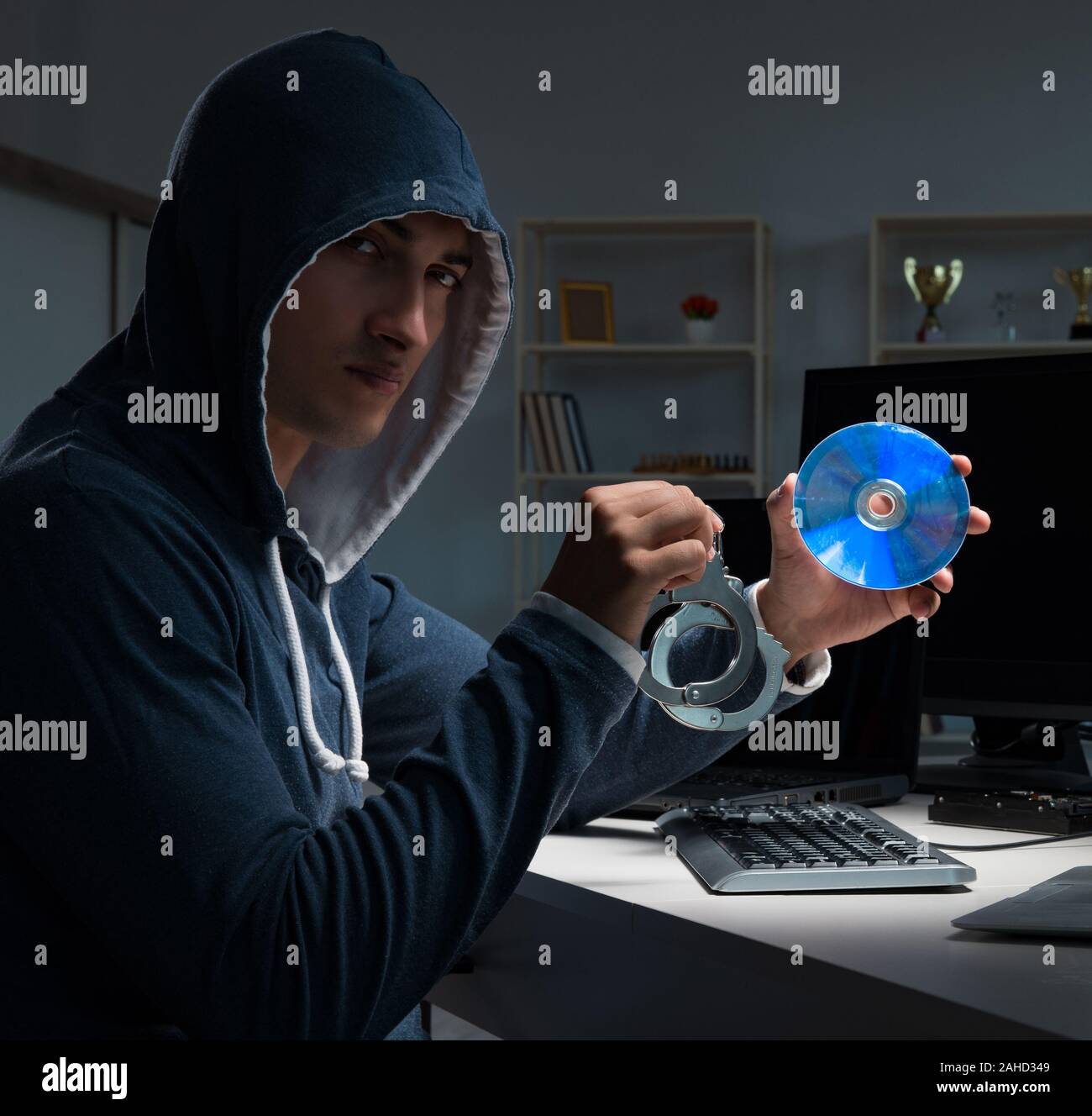 The Hacker Hacking Computer At Night Stock Photo - Alamy