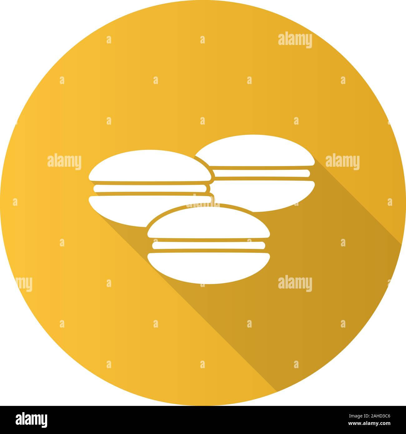 Macarons flat design long shadow glyph icon. Vector silhouette illustration Stock Vector
