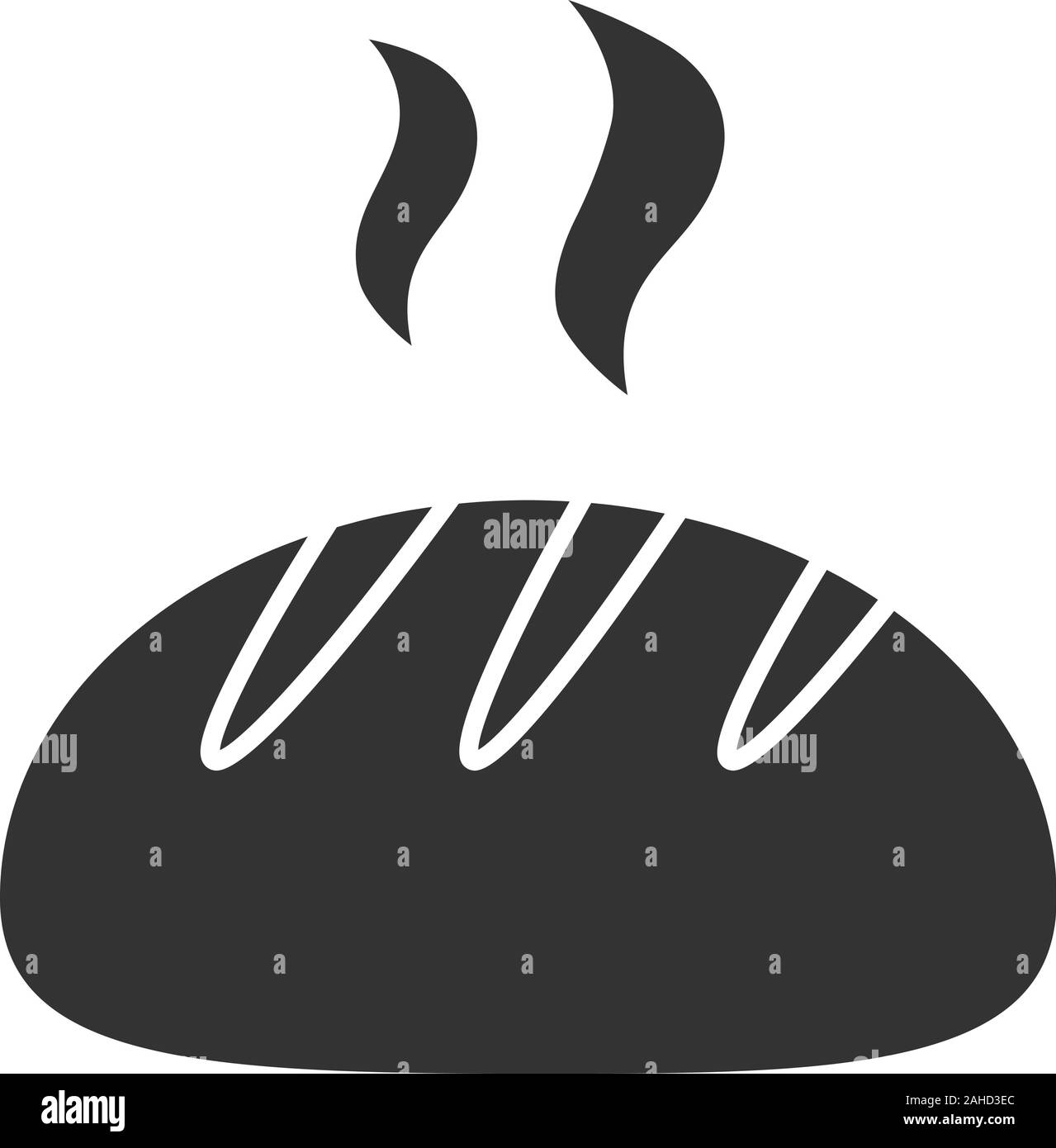 Fresh white round bread glyph icon. Silhouette symbol. Negative space