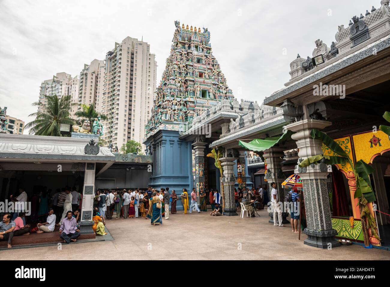 Sri Srinivasa Perumal Temple, Hindu temple, courtyard, district of Little India, Singapore Stock Photo