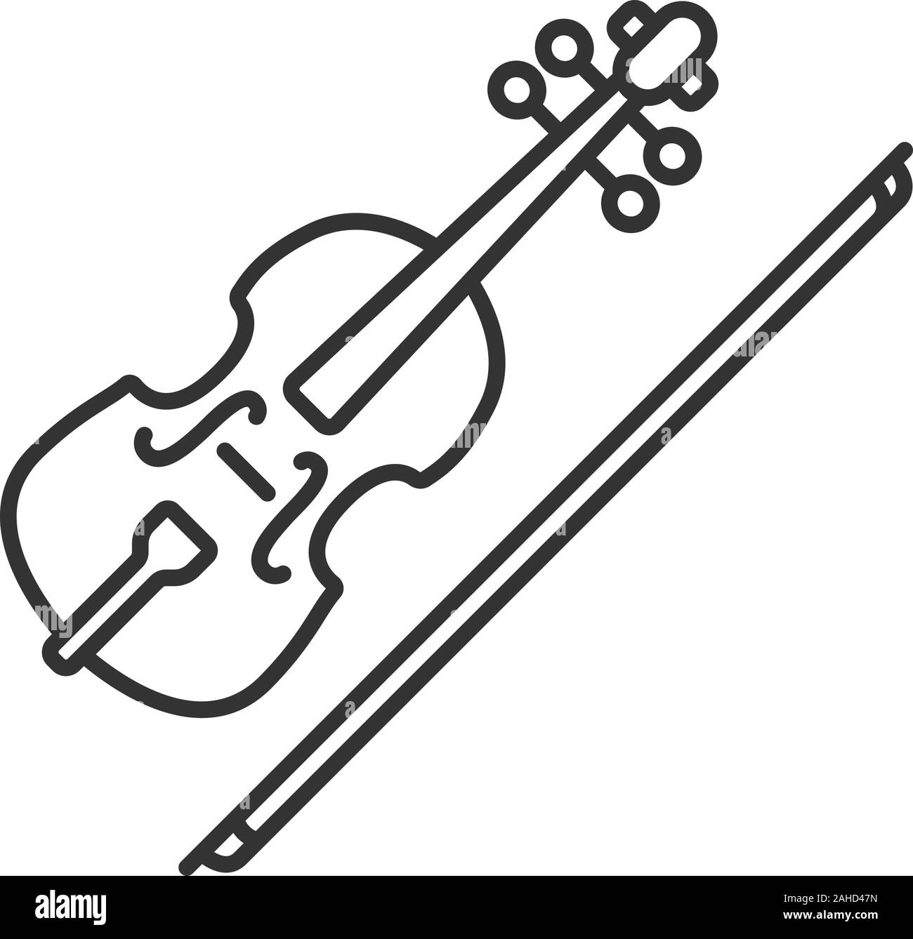 Violin linear icon. Thin line illustration. Fiddle. Contour symbol