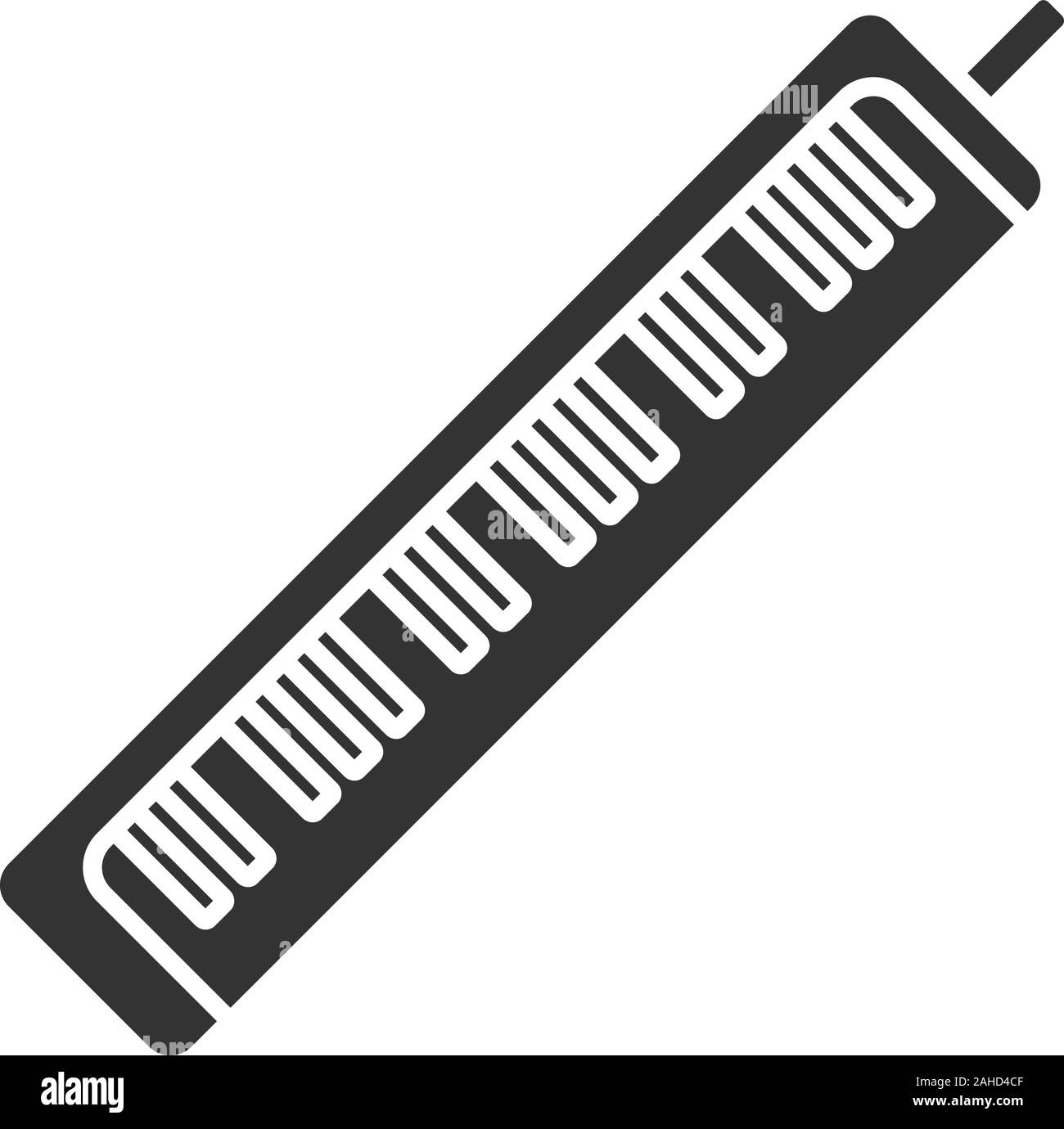 Melodica glyph icon. Pianica. Melody horn. Silhouette symbol. Negative