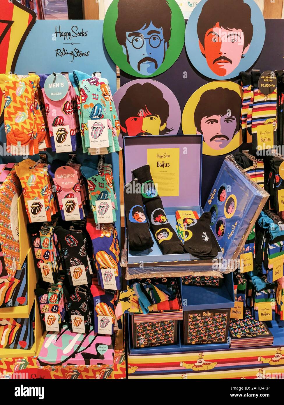 BEATLES AND ROLLING STONES SOCKS,TOWER RECORDS TOKYO Stock Photo - Alamy