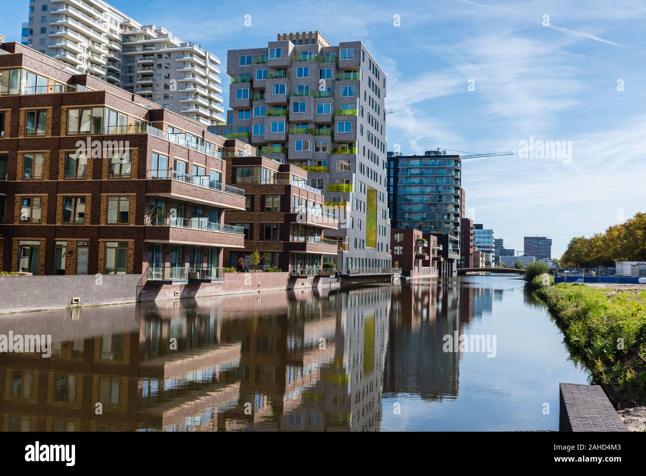 Amsterdam 29 September 2019 glass tower buildings in the financial center of the  city of Amsterdam in Holland the Netherlands called the zuid-as Stock Photo