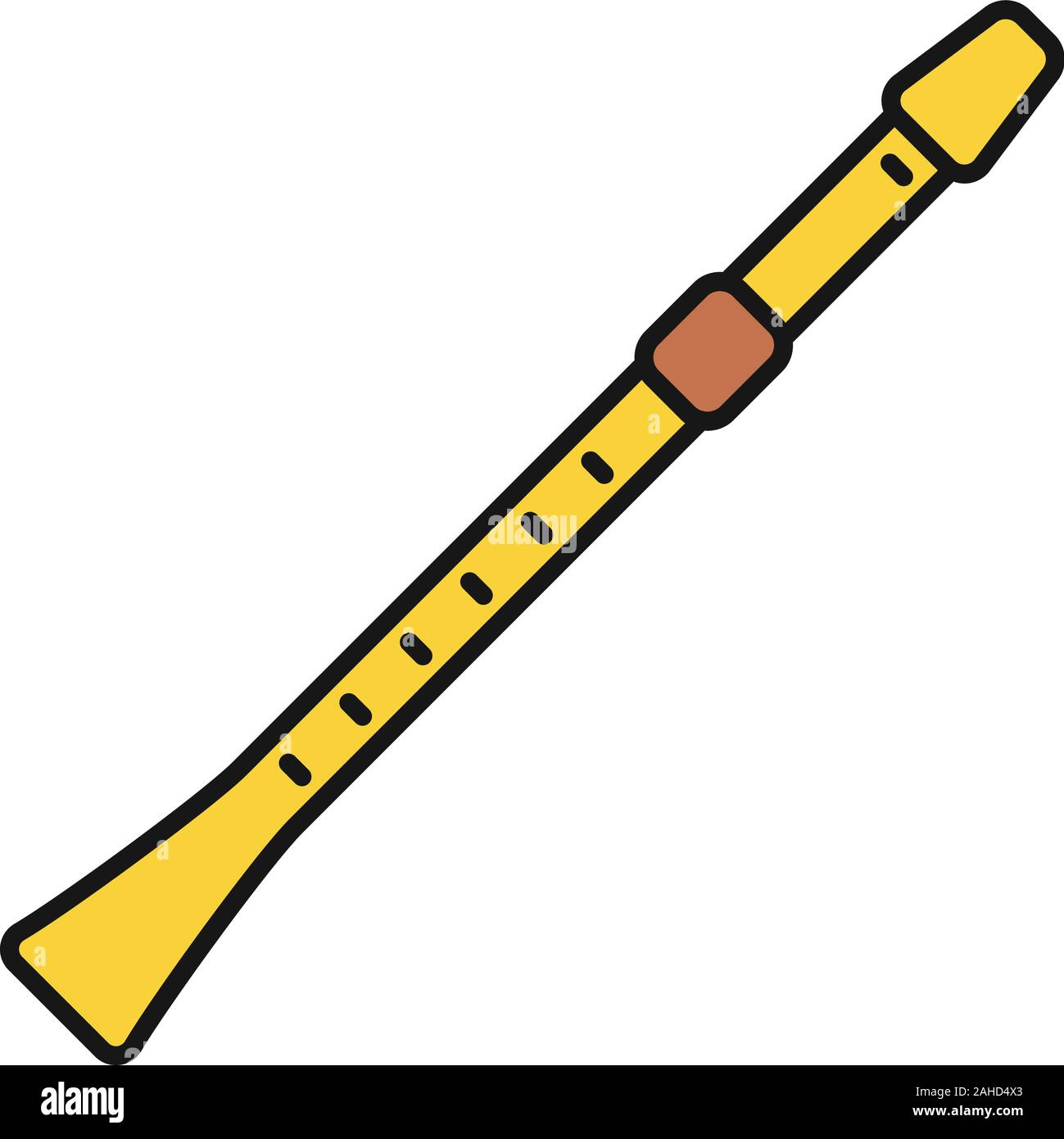 Flute color icon. Clarinet. Isolated vector illustration Stock Vector