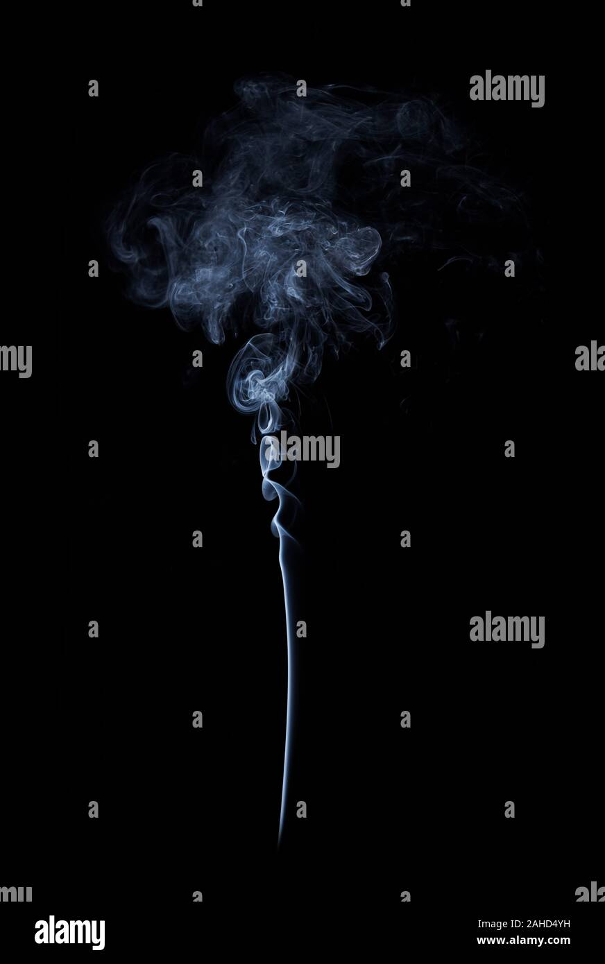 Photo of real white smoke on black background Stock Photo - Alamy