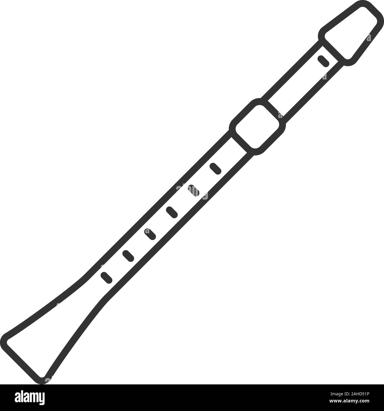 Flute linear icon. Thin line illustration. Clarinet. Contour symbol. Vector isolated outline drawing Stock Vector