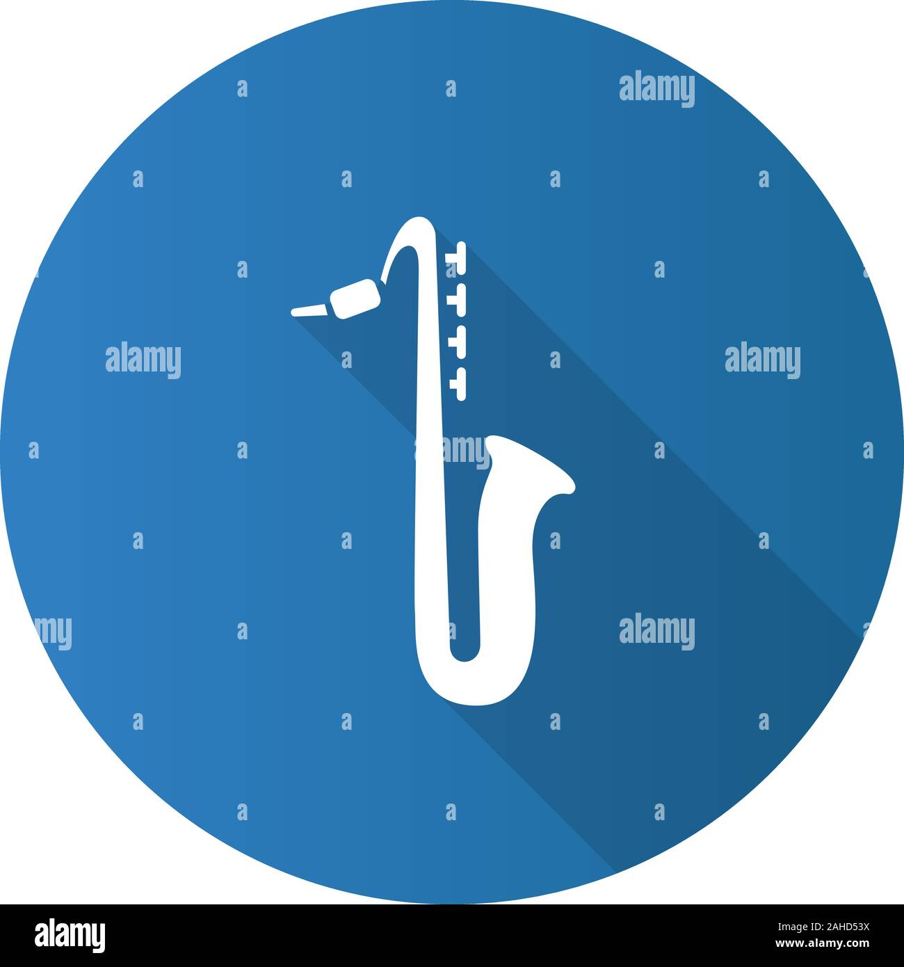 Saxophone flat design long shadow glyph icon. Sax. Vector silhouette illustration Stock Vector