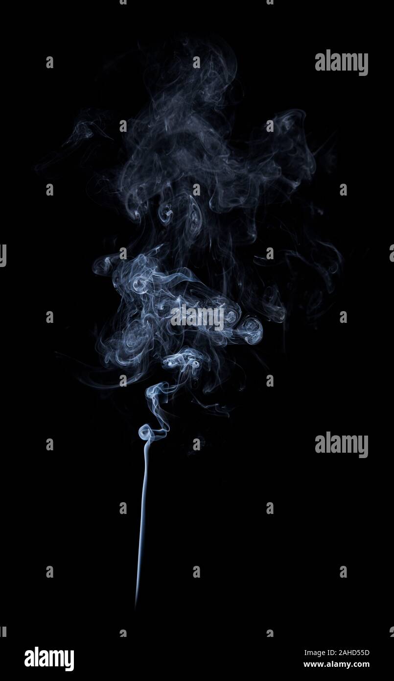 Photo of real white smoke on black background Stock Photo - Alamy