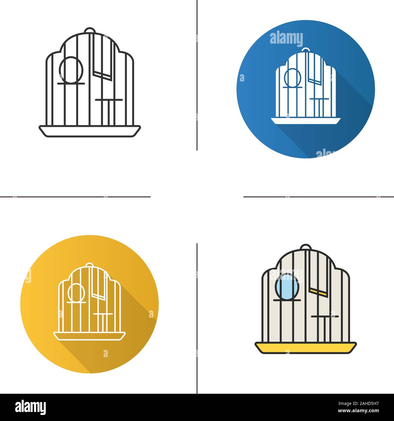 Birdcage icon. Flat design, linear and color styles. Parrot cage