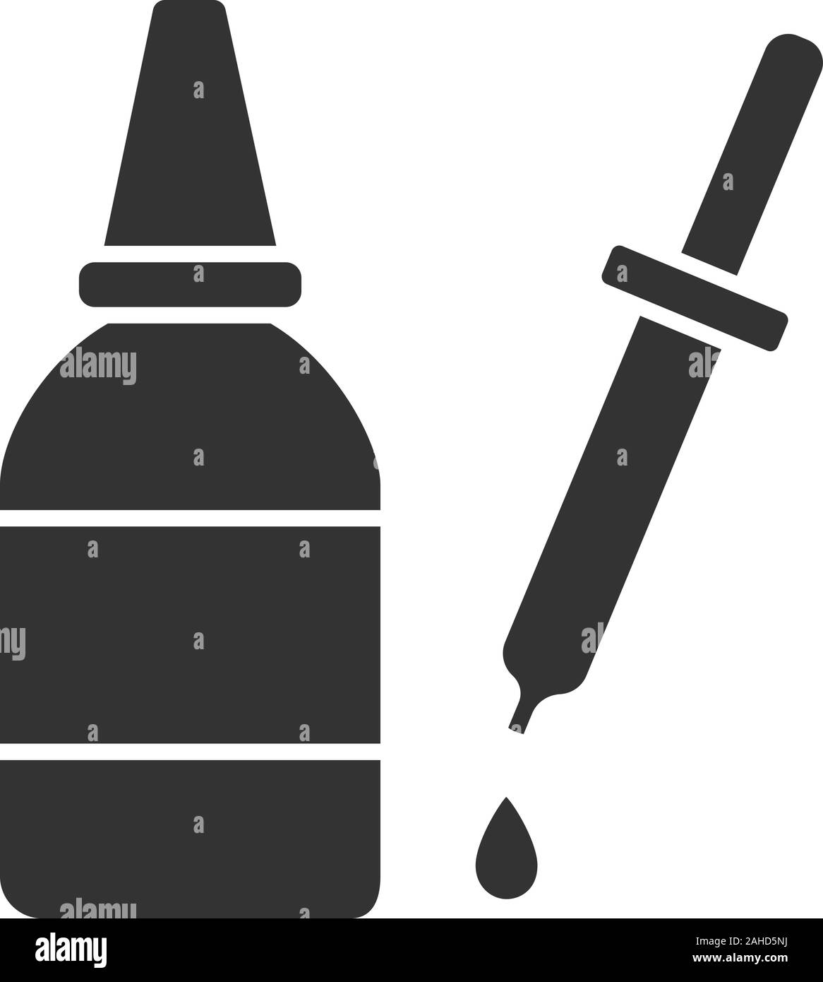 Eye drops and dropper glyph icon. Liquid bottle. Silhouette symbol ...
