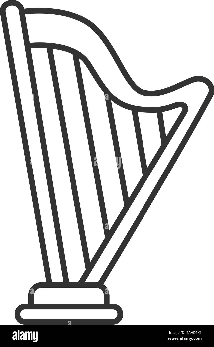 Harp linear icon. Thin line illustration. Contour symbol. Vector isolated outline drawing Stock