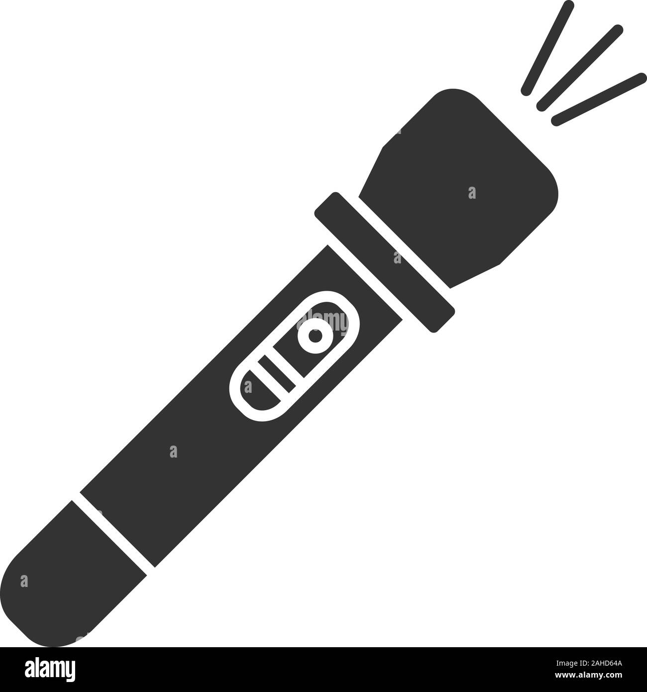 Flashlight glyph icon. Pocket light. Torch. Silhouette symbol. Negative