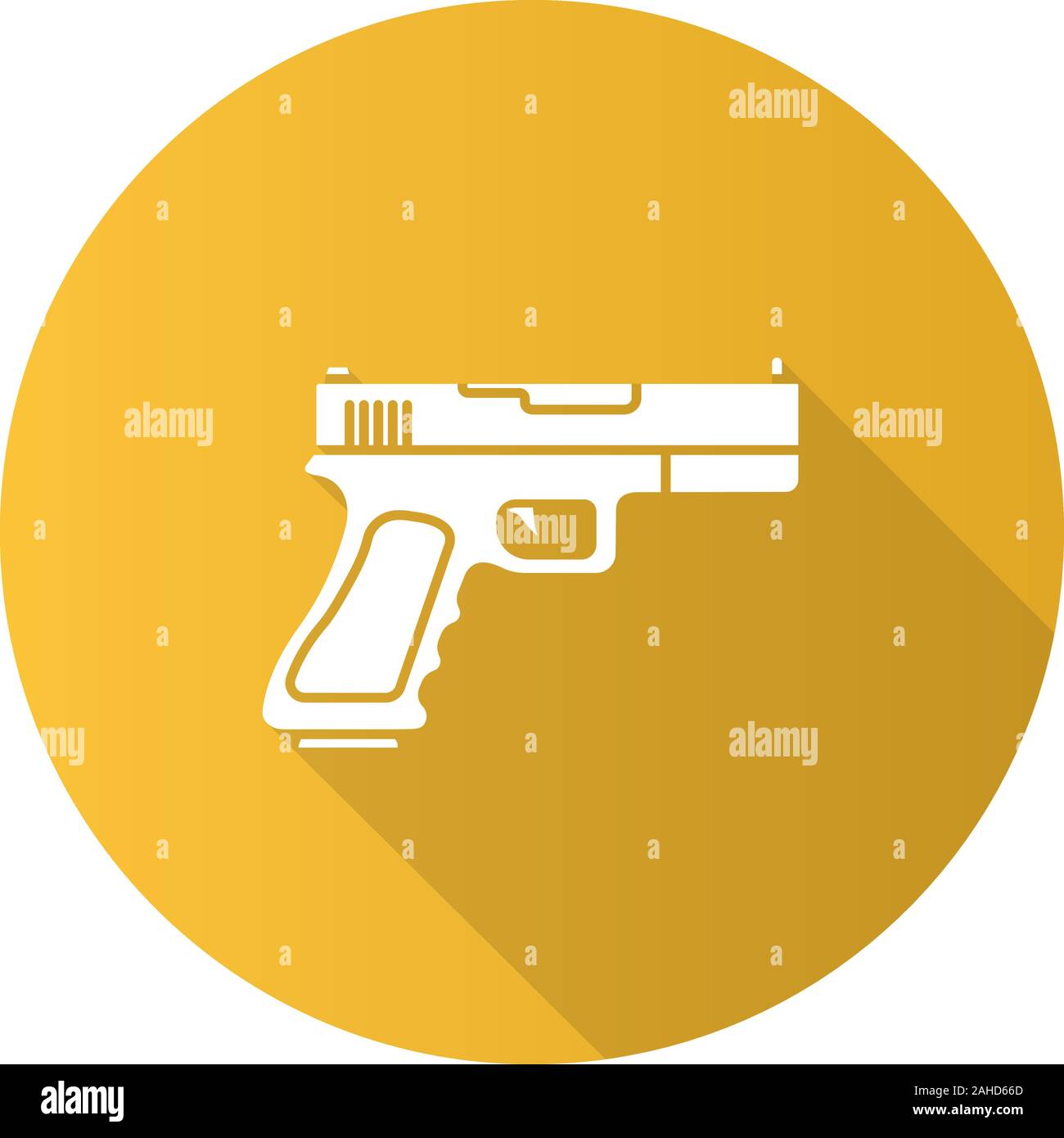 Gun, pistol flat design long shadow glyph icon. Firearm. Vector ...