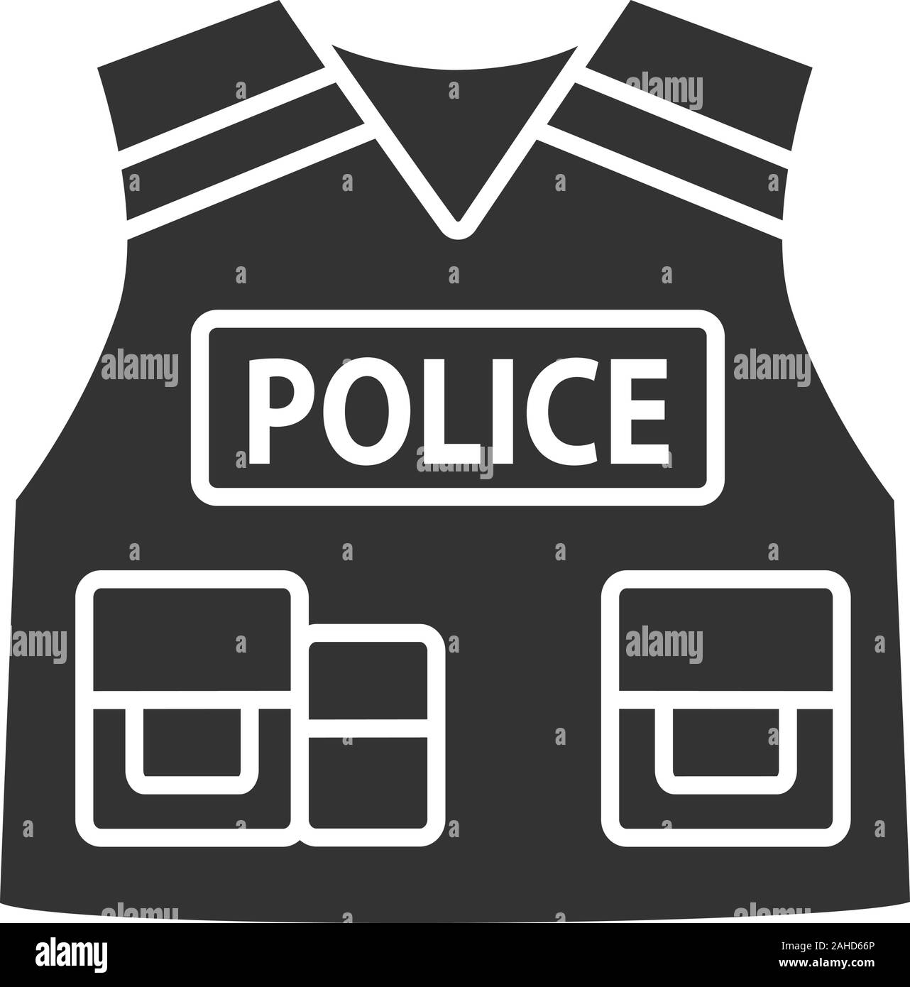 Police tactical vest glyph icon. Bulletproof waistcoat. Silhouette ...