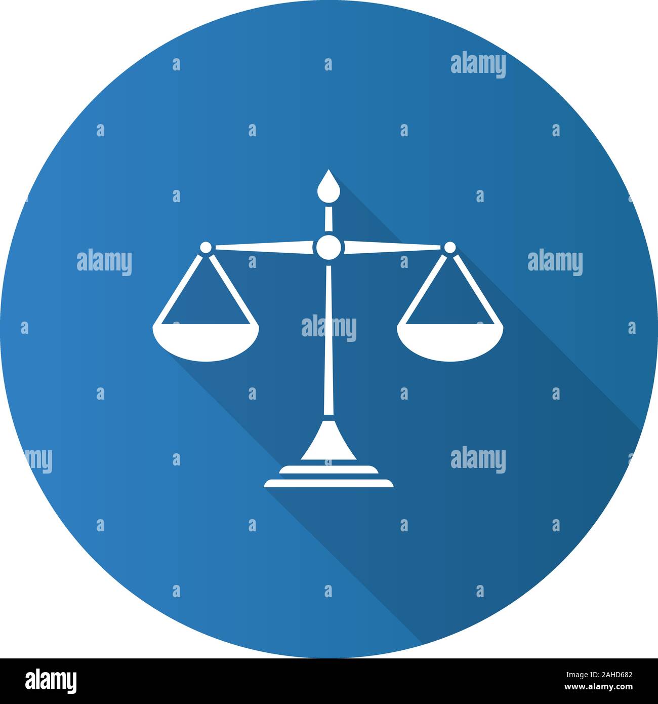 Justice scales flat design long shadow glyph icon. Vector silhouette ...