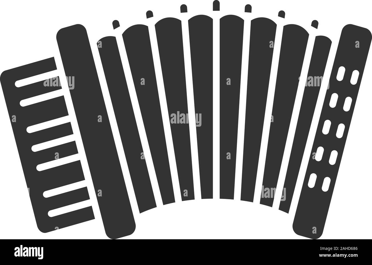 Accordion glyph icon. Silhouette symbol. Negative space. Vector