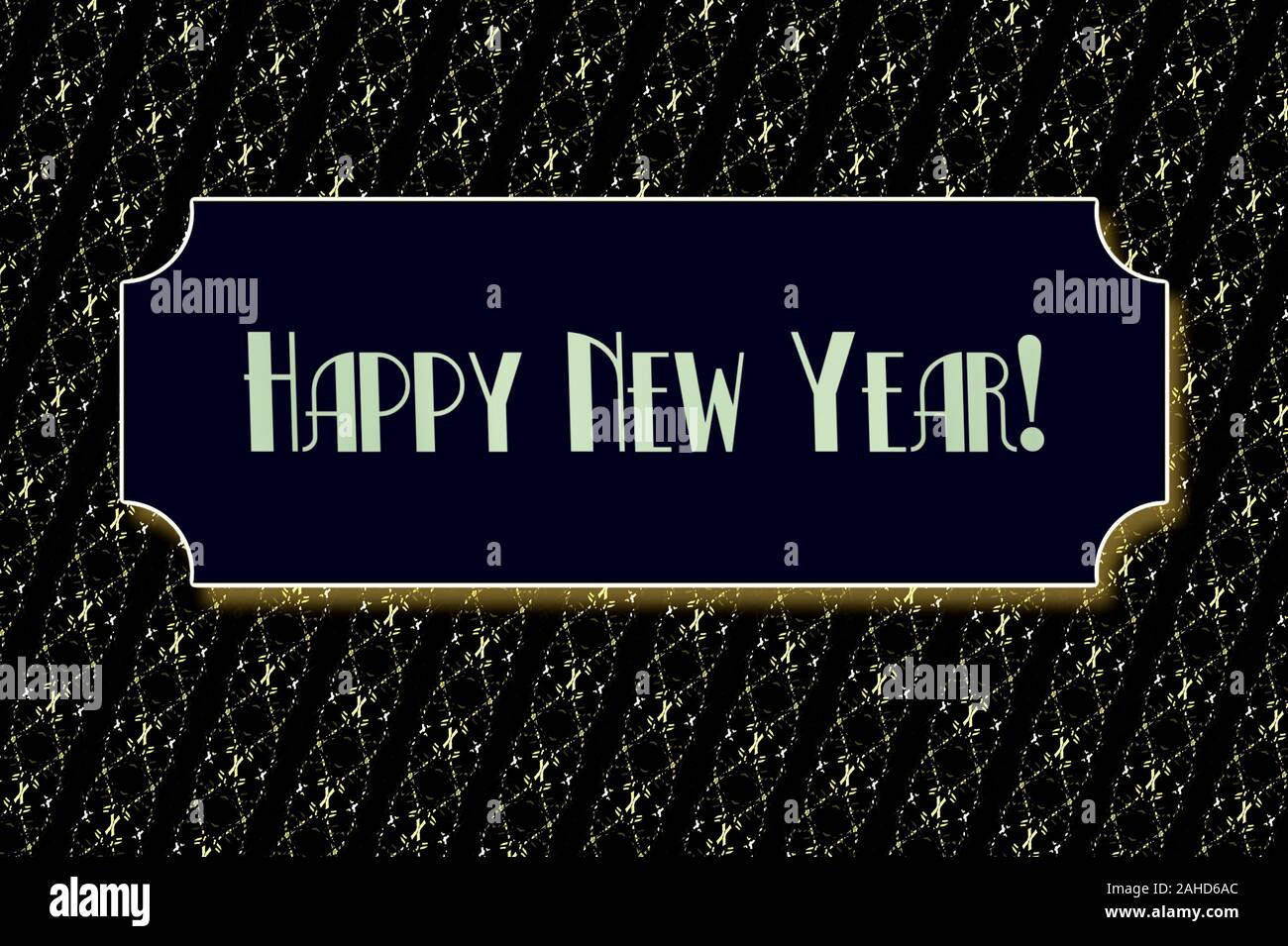 Shiny Happy New Year Banner in black and gold Stock Photo - Alamy