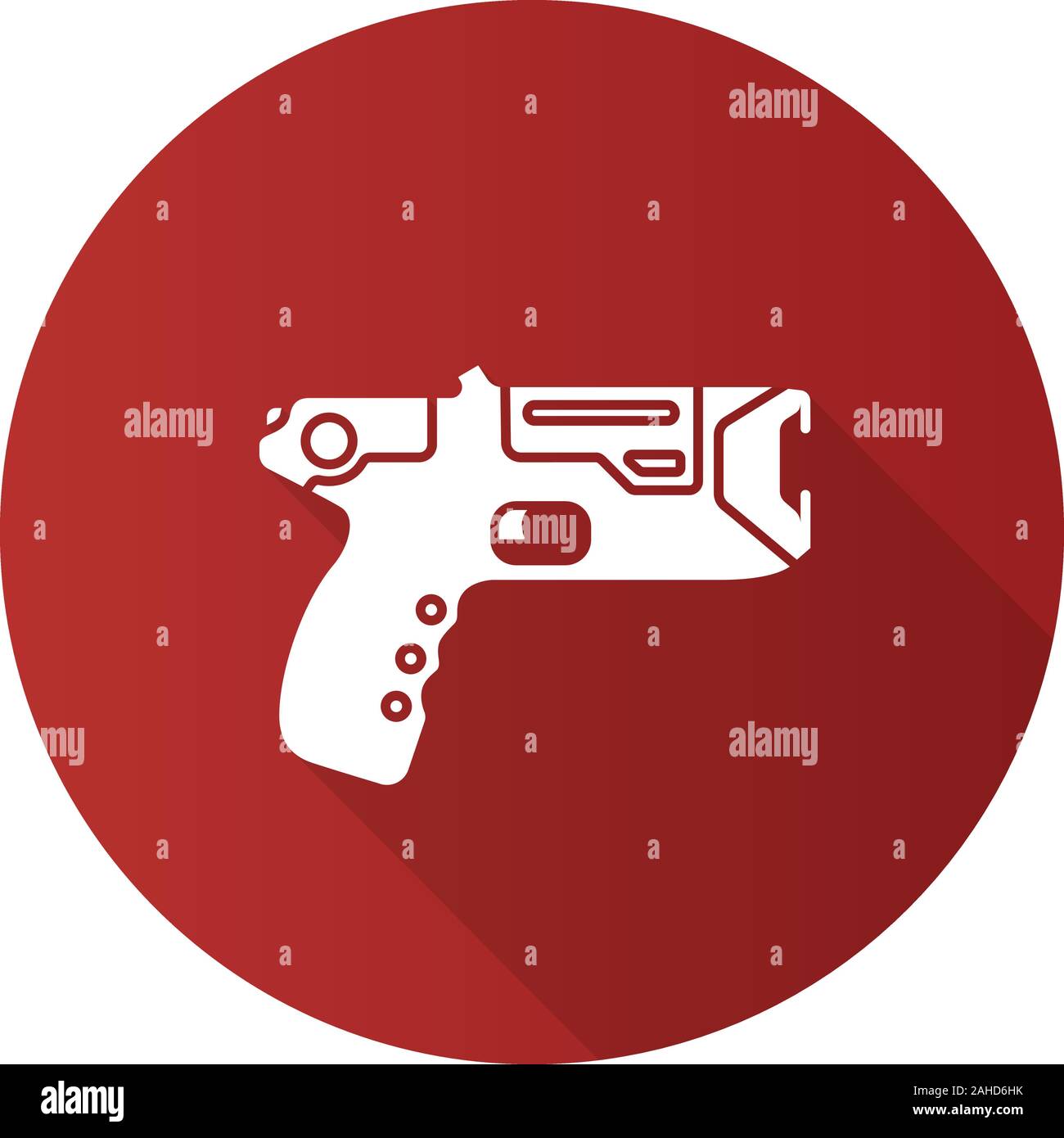 Taser flat design long shadow glyph icon. Incapacitating gun. Electroshock weapon. Vector silhouette illustration Stock Vector