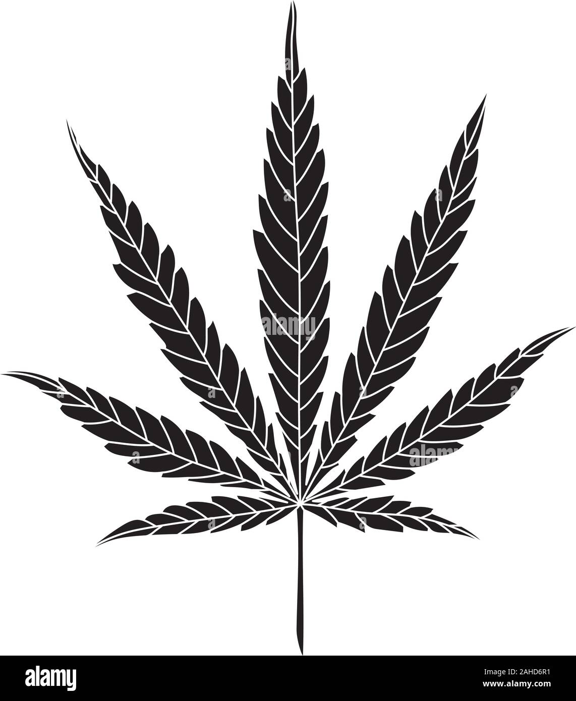 Simple Hemp Leaf Vector Drawing isolated on White Background. CBD, Cannabis logo Stock Vector