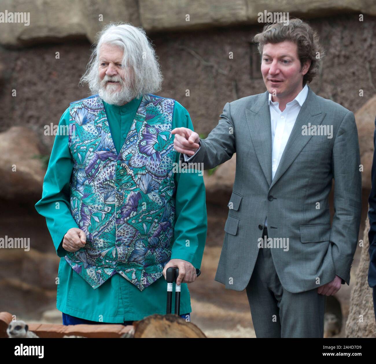 Lord Bath and his son Viscount Weymouth opening the Elephant Sanctuary for 'Anne' at Longleat Safari Park in Wiltshire. Stock Photo