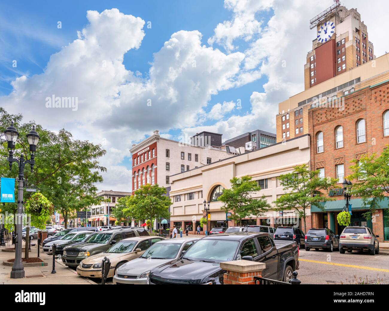 S Washington Square in downtown Lansing, Michigan, USA Stock Photo