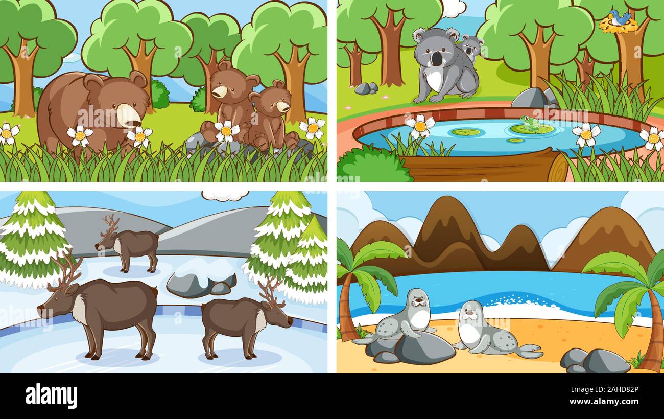Background scenes of animals in the wild illustration Stock Vector ...
