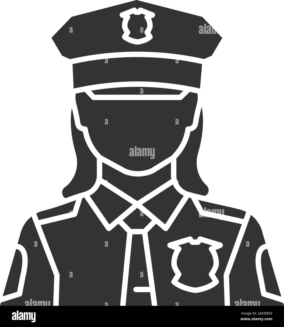 Policewoman glyph icon. Police officer. Cop. Silhouette symbol ...