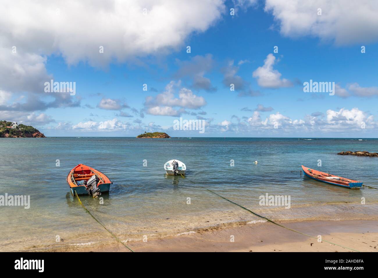 Fishing boats in water in Trinite, Martinique, France Stock Photo Alamy