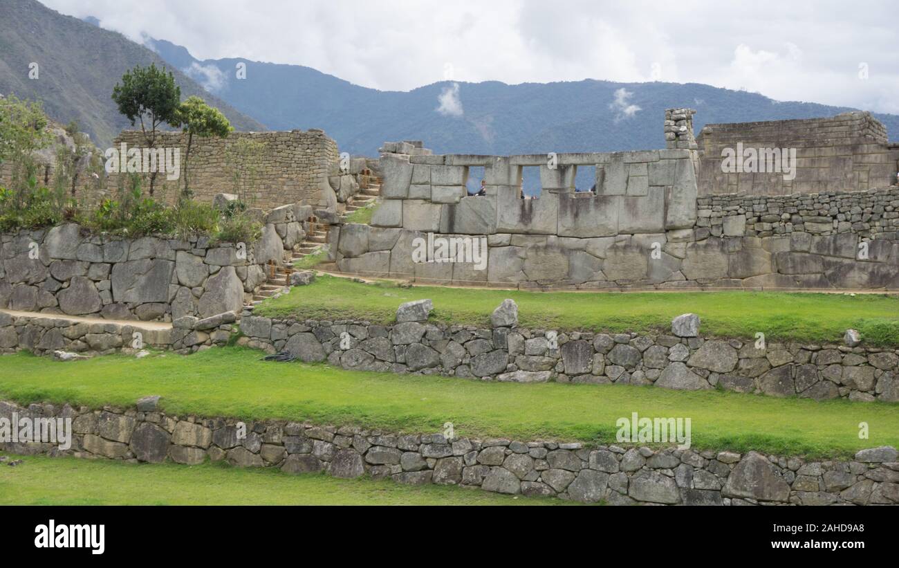 Temple of the 3 windows, Machu Picchu, Peru Stock Photo