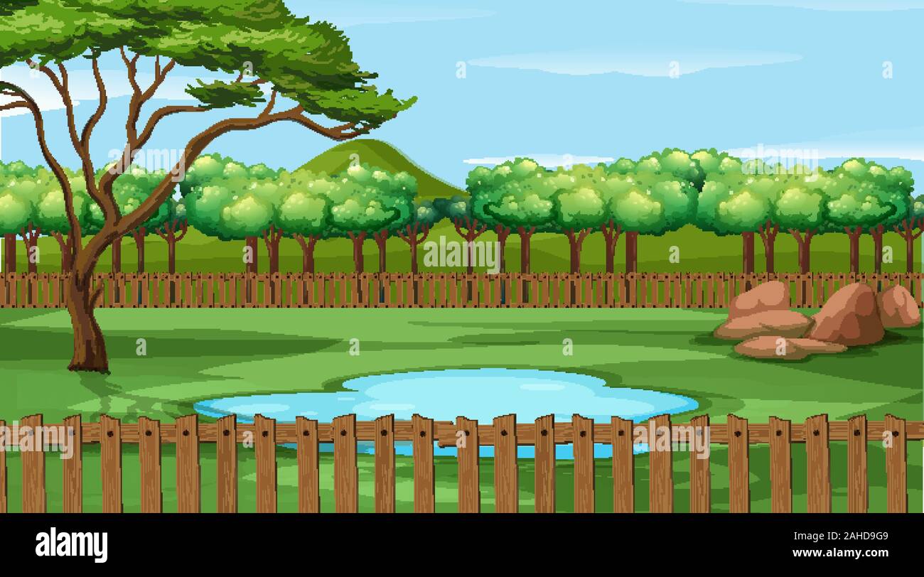 Background scene with trees in the park illustration Stock Vector Image ...