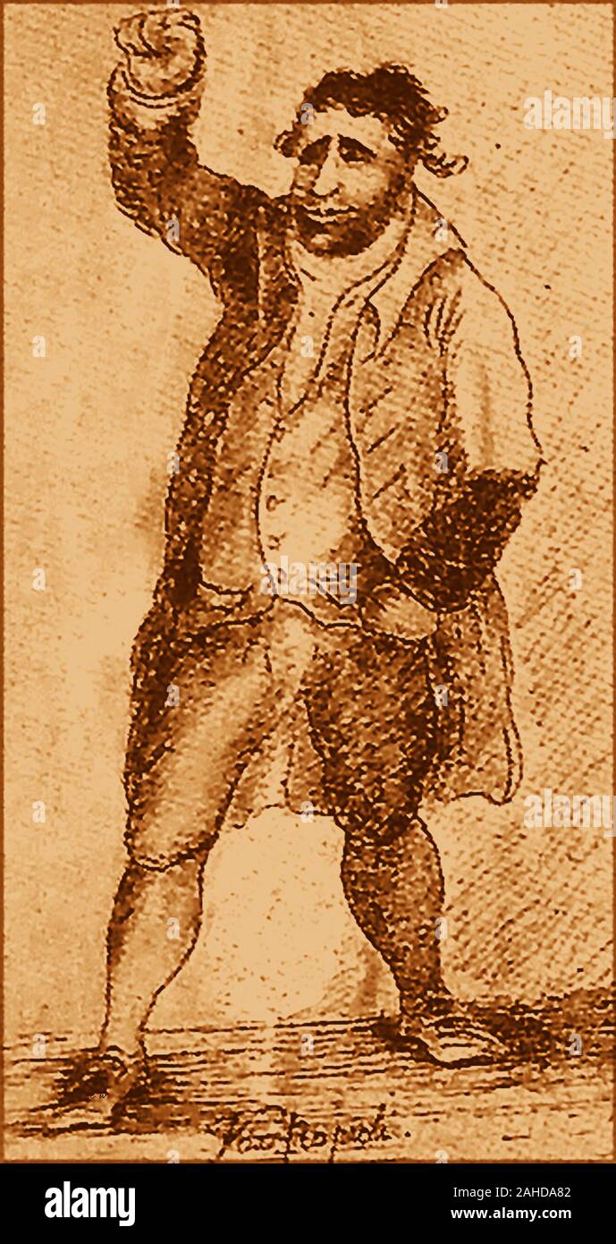 An historical, political caricature in the form of an informal sketch cartoon of Charles James  Fox (1749-1806)  as  a  Demagogue. He was a British Member of Parliament for the Constituency of Midhurst, West Sussex and served as Secretary of State for Foreign Affairs and  Leader of the House of Commons. Fox is said to have been in favour of the French Revolution and American Independence Stock Photo