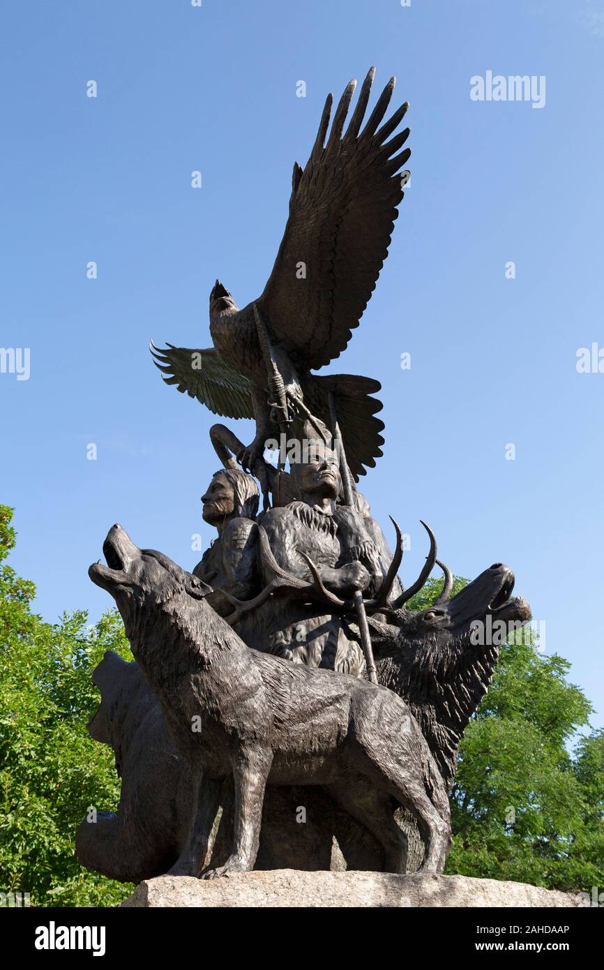 National Aboriginal Veterans Monument at Confederation Park in Ottawa, Canada. The memorial stands in honour of service personnel drawn from Canada's Stock Photo