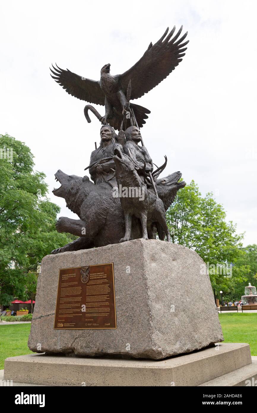 National Aboriginal Veterans Monument at Confederation Park in Ottawa, Canada. Stock Photo