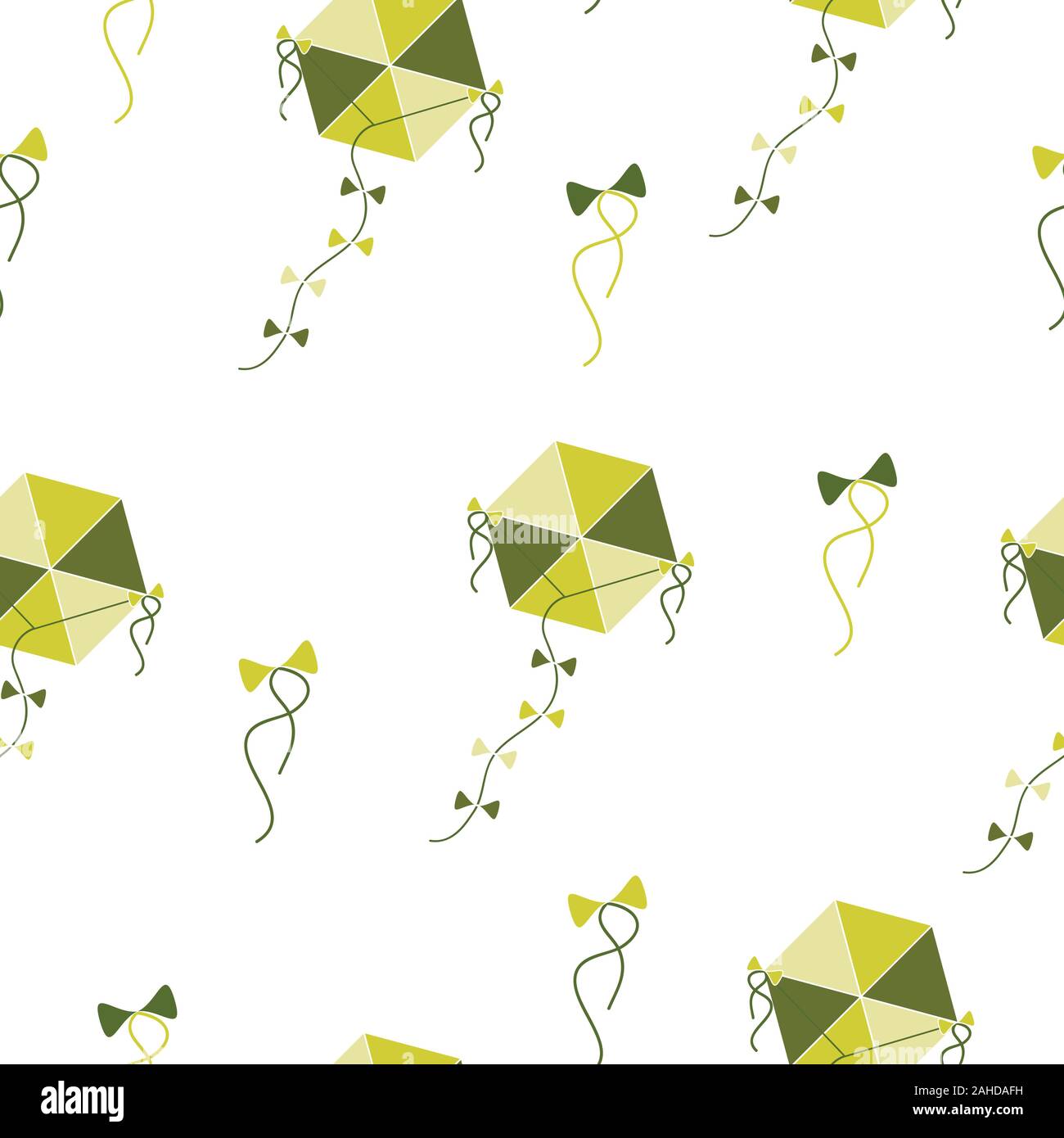 seamless pattern with kites in green and yellow colors vector Stock Vector