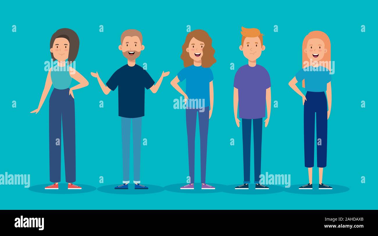 group of young people avatar characters Stock Vector Image & Art - Alamy