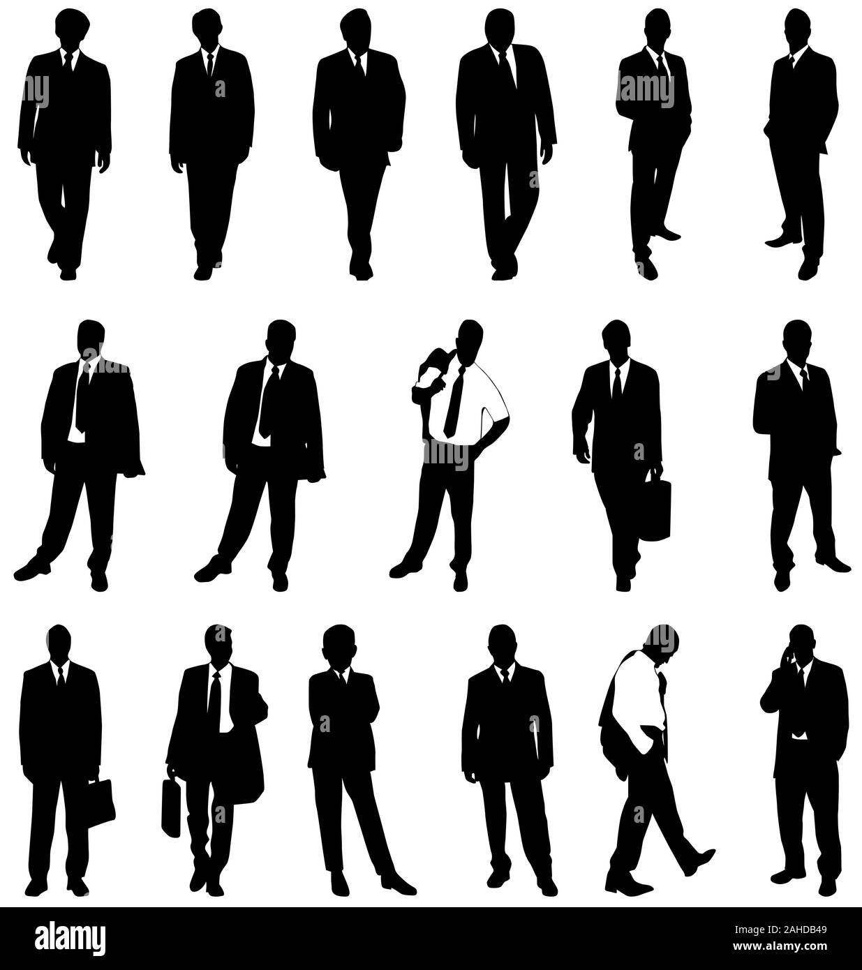 business people silhouettes set Stock Vector